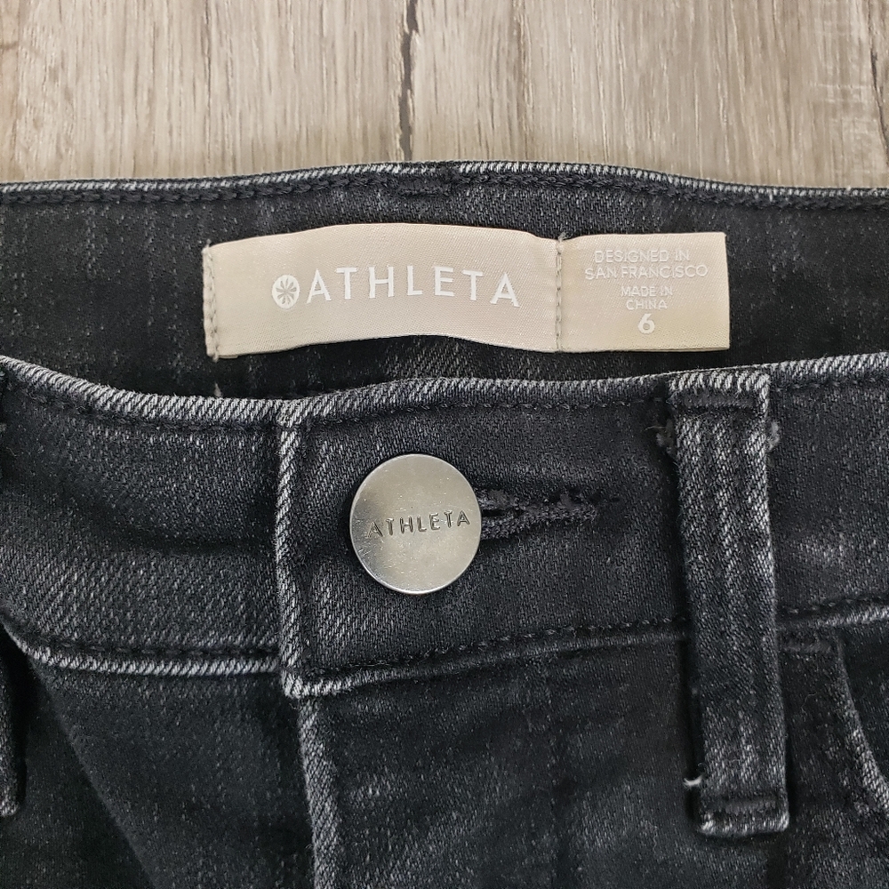 Athleta Sculptex Women's 6 Black Denim Stretch Mid Rise Ankle Jeans Zippers - Picture 11 of 11